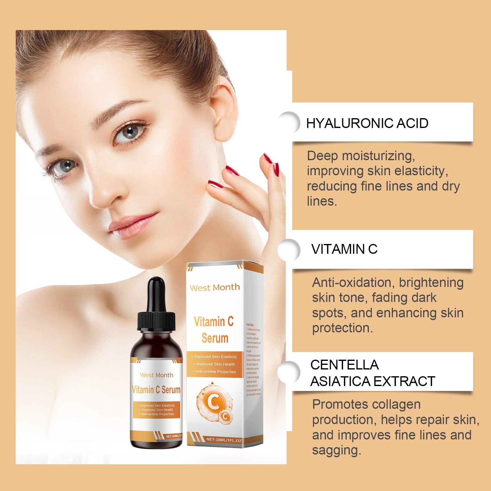 West&Month Facial Serum Nourishes And Restores Fine Lines And Improves Skin Elasticity And Shine - 5 - CJ