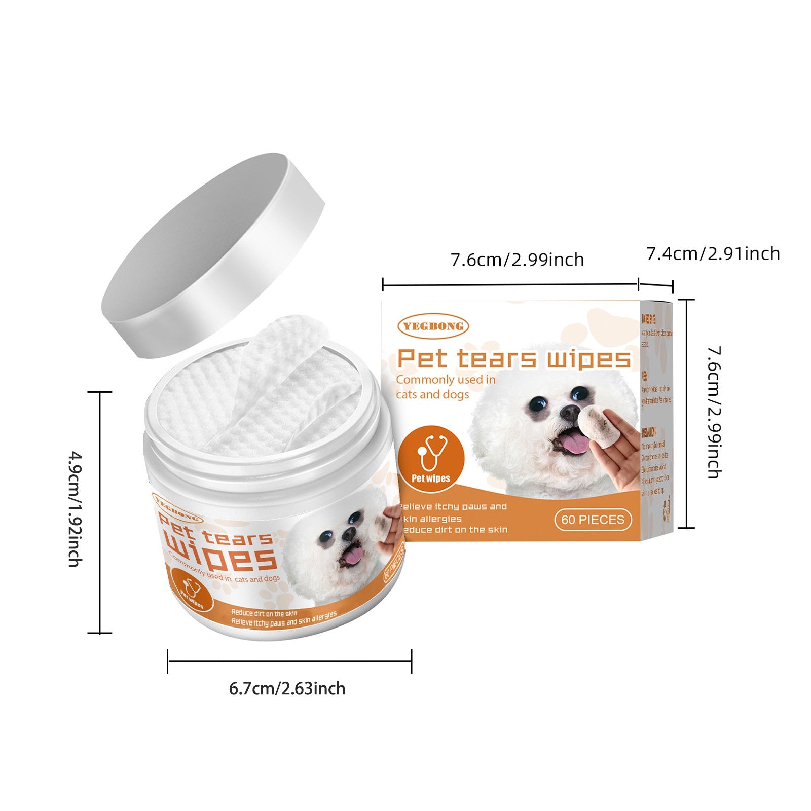 Yegbong Pet Wipes Clean, Dogs And Cats Tear Stains Eye Cleaning Wipe Eye Dirt Cotton Pad - 5 - CJ