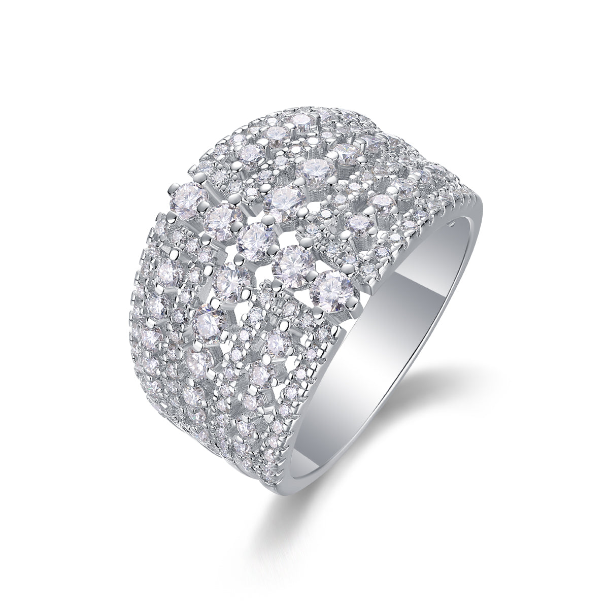 1Many Diamonds Are Arranged Luxuriously Fashionable Moissanite Silver Rings Prohibit TikTok sales - 5 - CJ