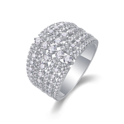 1Many Diamonds Are Arranged Luxuriously Fashionable Moissanite Silver Rings Prohibit TikTok sales - 5 - CJ