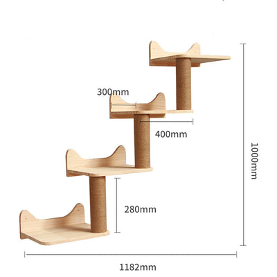 Pet Cat Climbing Frame Wall Type Solid Wood Wall Hanging Platform Ladder Pets Accessories - 0 - CJ - A wall steps - CJJT148790315OL