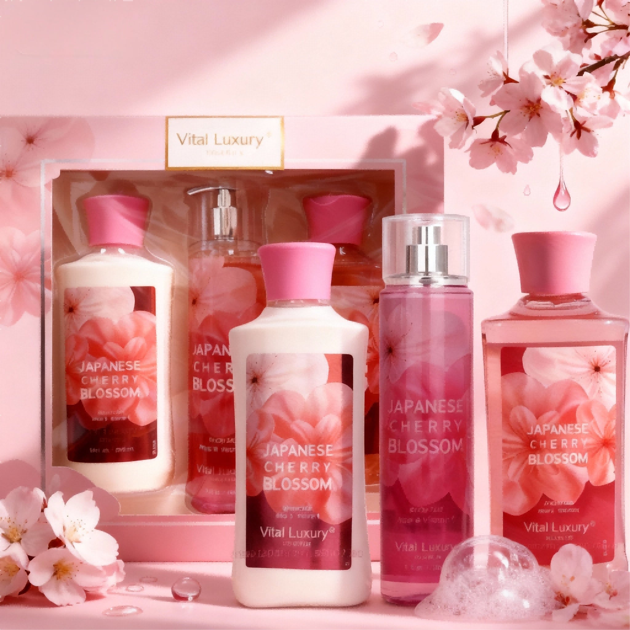 3pcs Set - Sakura Fragrance Shower Gel Set, Japanese Cherry Blossom 10 Fl.oz Shower Gel, 10 Fl.oz Body Lotion, 8 Fl. Oz Body Mist, A Three - piece Bath And Body Care Gift Set - 5 - CJ