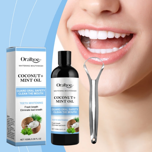 Oralhoe Coconut Mint Oil, Coconut Mint Mouthwash  Breath Care Gum Stain Removal Mouthwash - 5 - CJ