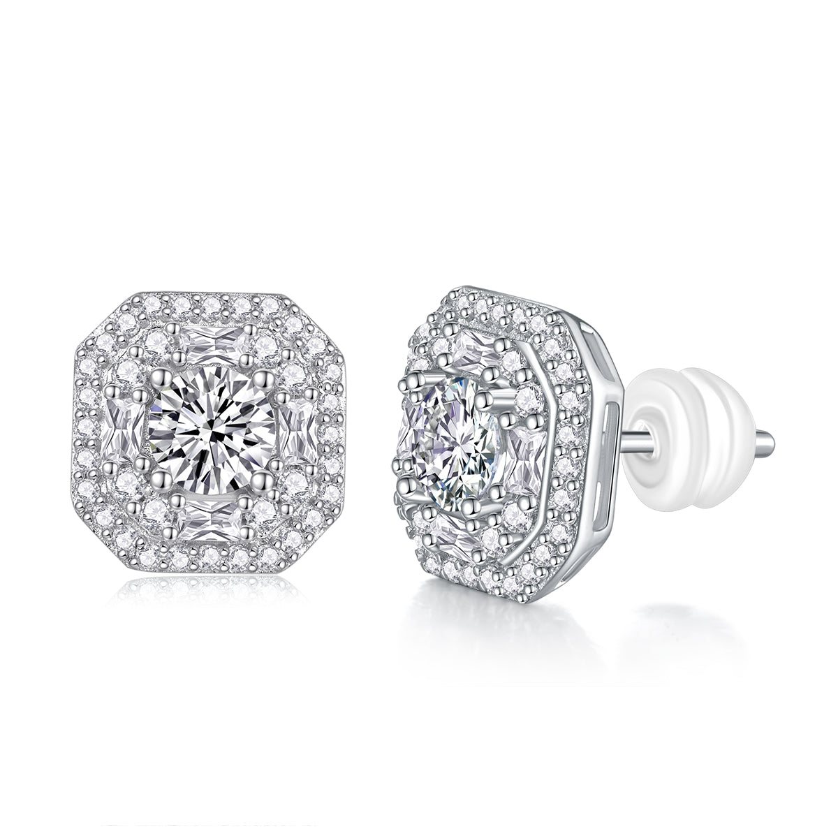 1Large Diamond Set With Moissanite Silver Earrings Luxury Fashion Diamond Stud Earrings Prohibit TikTok sales - 5 - CJ