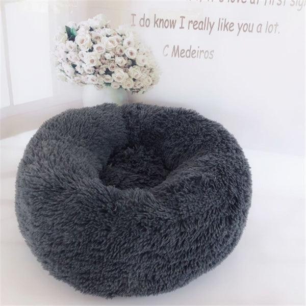 Round Long Hairy Autumn And Winter Nest Pad Cat Mattress - 0 - CJ - Grey - 80cm - CJJJCWMY00276 - Grey - 80cm
