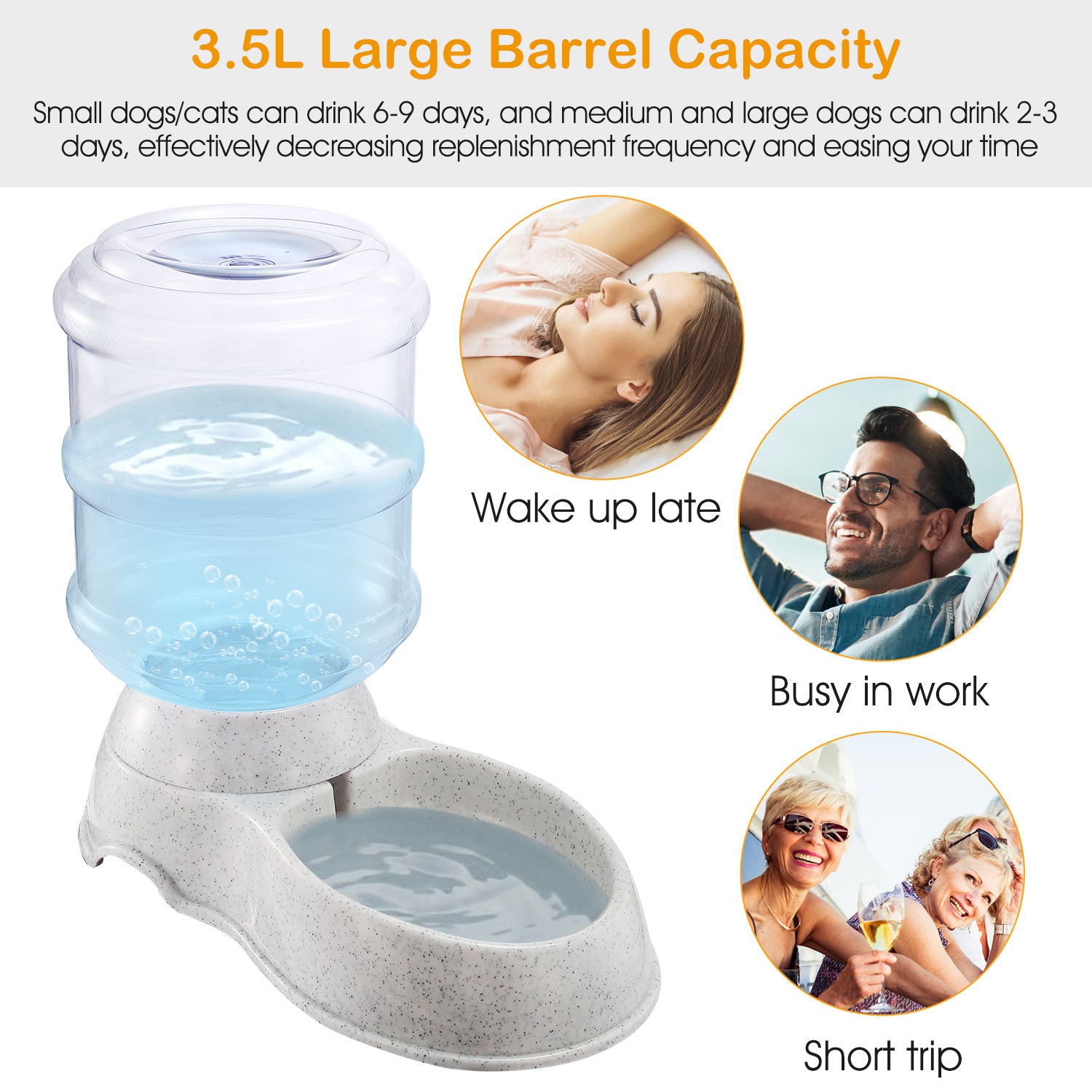 3.5L 1Gal Pet Water Dispenser Self - Dispensing Gravity Pets Water Feeder Automatic Pet Waterer Cat Dog - 5 - CJ
