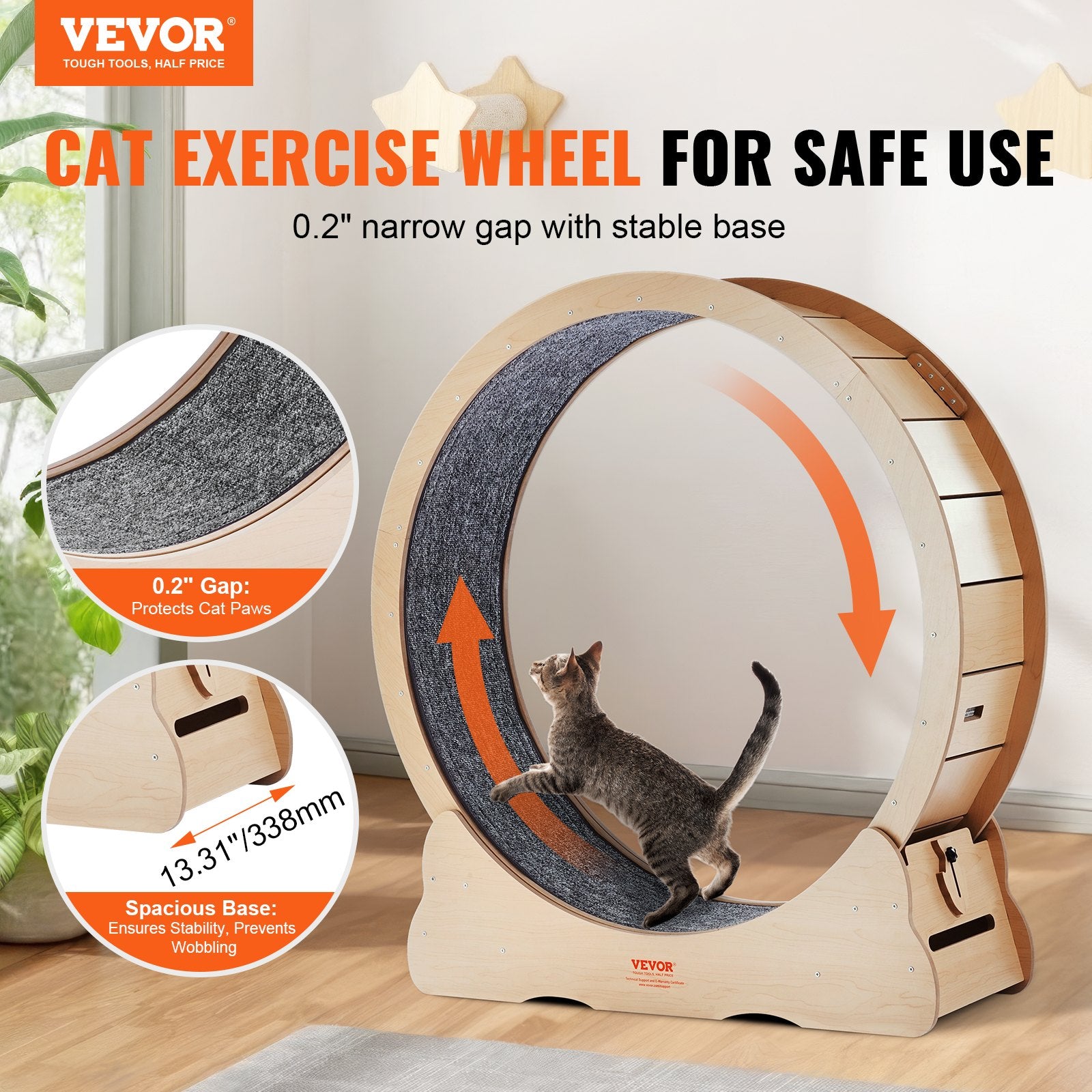 Cat Exercise Wheel 43.3' Large Cat Treadmill Wheel For Indoor Cats Yellow - 5 - CJ