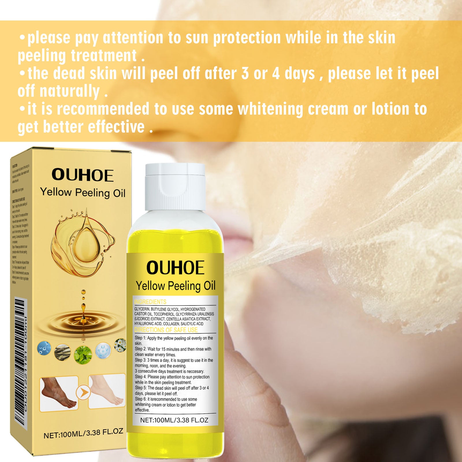 OUHOE Yellow Exfoliating Oil Hydrates And Moisturizes Skincare Body, Clears Skin, Brighens Skin Tone - 5 - CJ