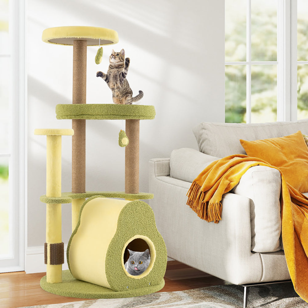 Freestanding Multi - level Avocado Cat Tower With Private Condo - 5 - CJ