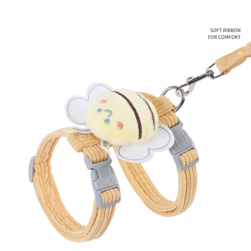 Cat Harness Leash Set With Cute Bee Plaid Cats Escape Proof - Adjustable Kitten Harness For Large Small Cats, Lightweight Soft Petsafe Harness Yellow Plaid Bee - 5 - CJ