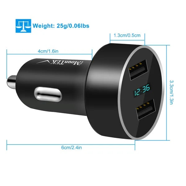 Dual USB Car Charger Adapter Aluminum Alloy Fast Car Charging