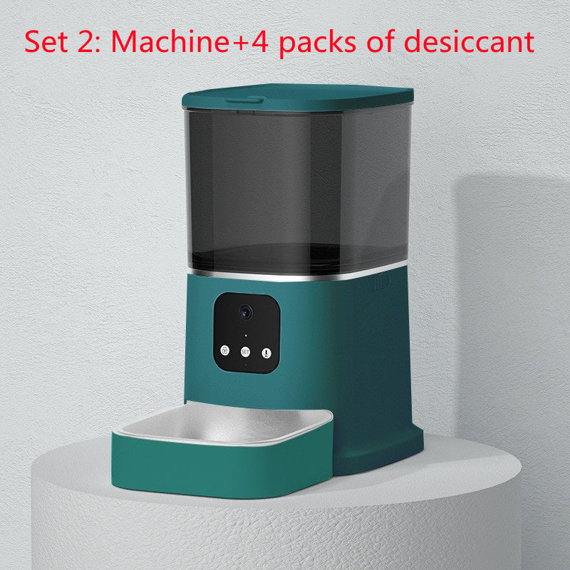 Pet Automatic Feeder Large Capacity Smart Voice Recorder APP Control Timer Feeding Cat Dog Food Dispenser With WiFi Pet Bo - 0 - CJ - Peacock blue set2 - Video version - US - CJMY144622061IR