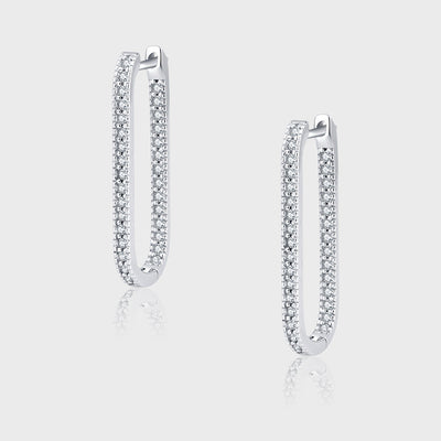 S925 Sterling Silver Geometric U - shaped Full Bore Earrings - 4 - CJ
