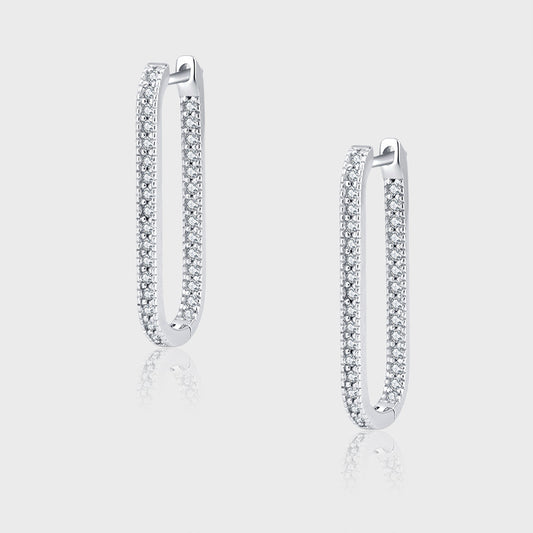 S925 Sterling Silver Geometric U - shaped Full Bore Earrings - 4 - CJ