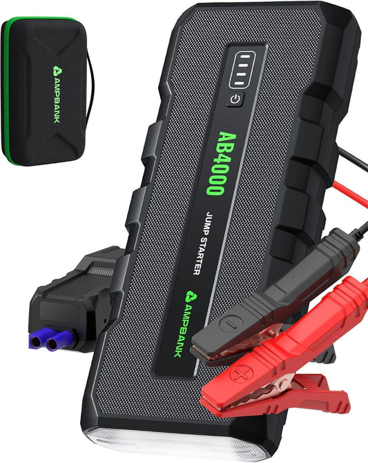 4000A Emergency Starting Power Supply 12V Portable Car Battery Jump Starter With 18W Fast Charge For 10L Gasoline And 8L Diesel Engines With LED Light Jump Starter Cable And EVA Storage Box - 5 - cjdropshipping