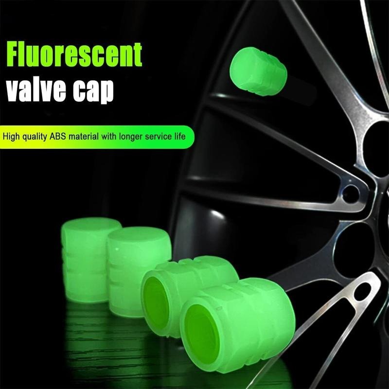 4x Fluorescent Universal Luminous Glow In Dark Car Tire Tyre Valve Caps Cover - 5 - cjdropshipping