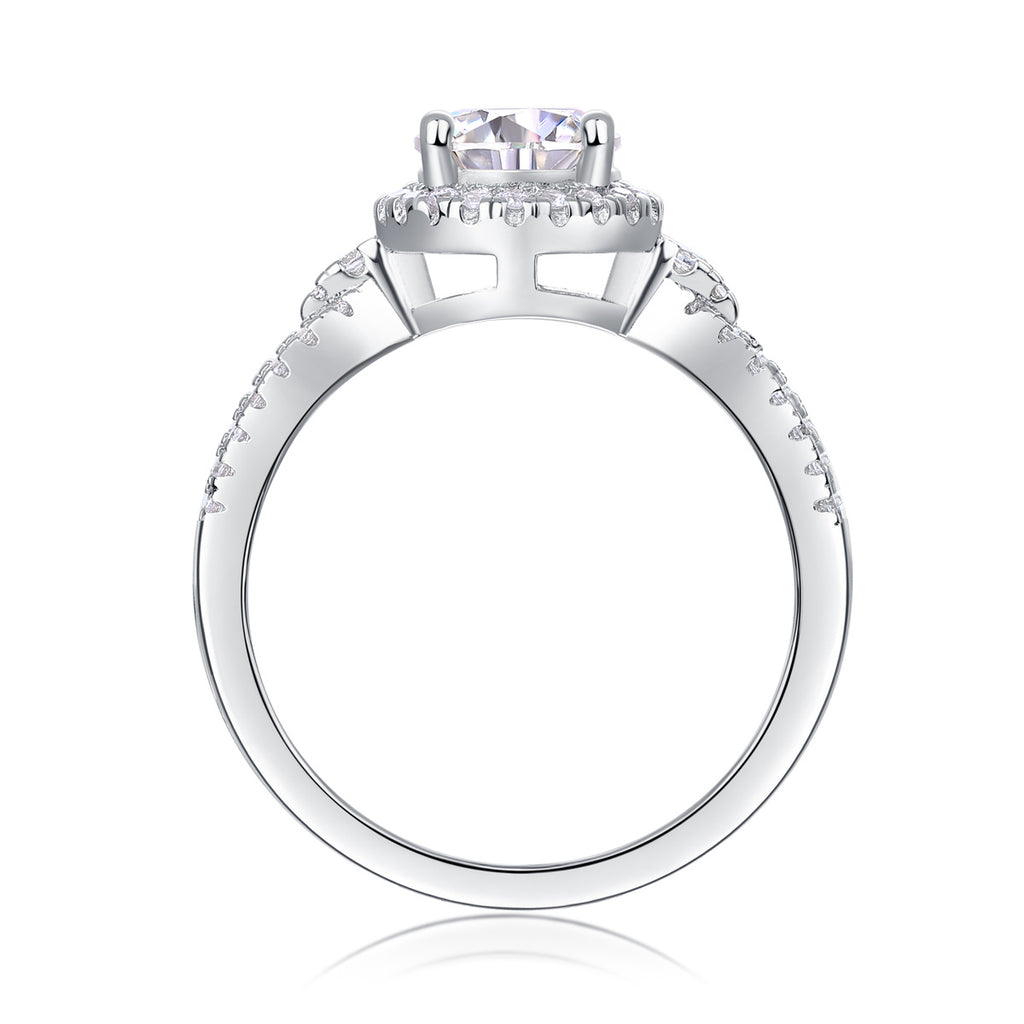Luxury Fashion Large Diamond Wedding Ring With Moissanite Silver Ring