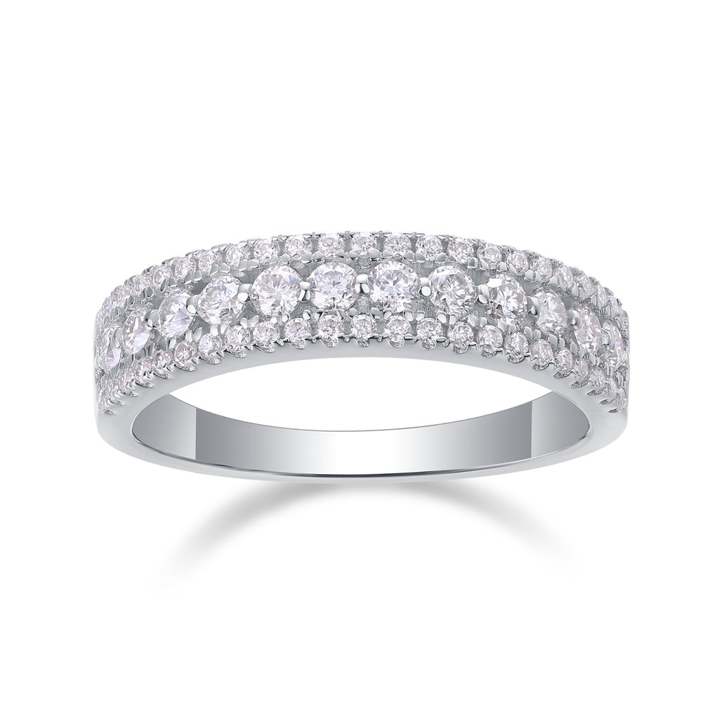 Luxury Fashion Multi-row Diamond Ring With Moissanite Silver Ring