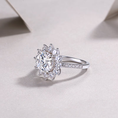 1Sunflower - A Fashionable Diamond Jewelry Piece Set With 3 - carat Moissanite S925 Sterling Silver And Platinum Diamond Ring Prohibit TikTok sales - 5 - CJ