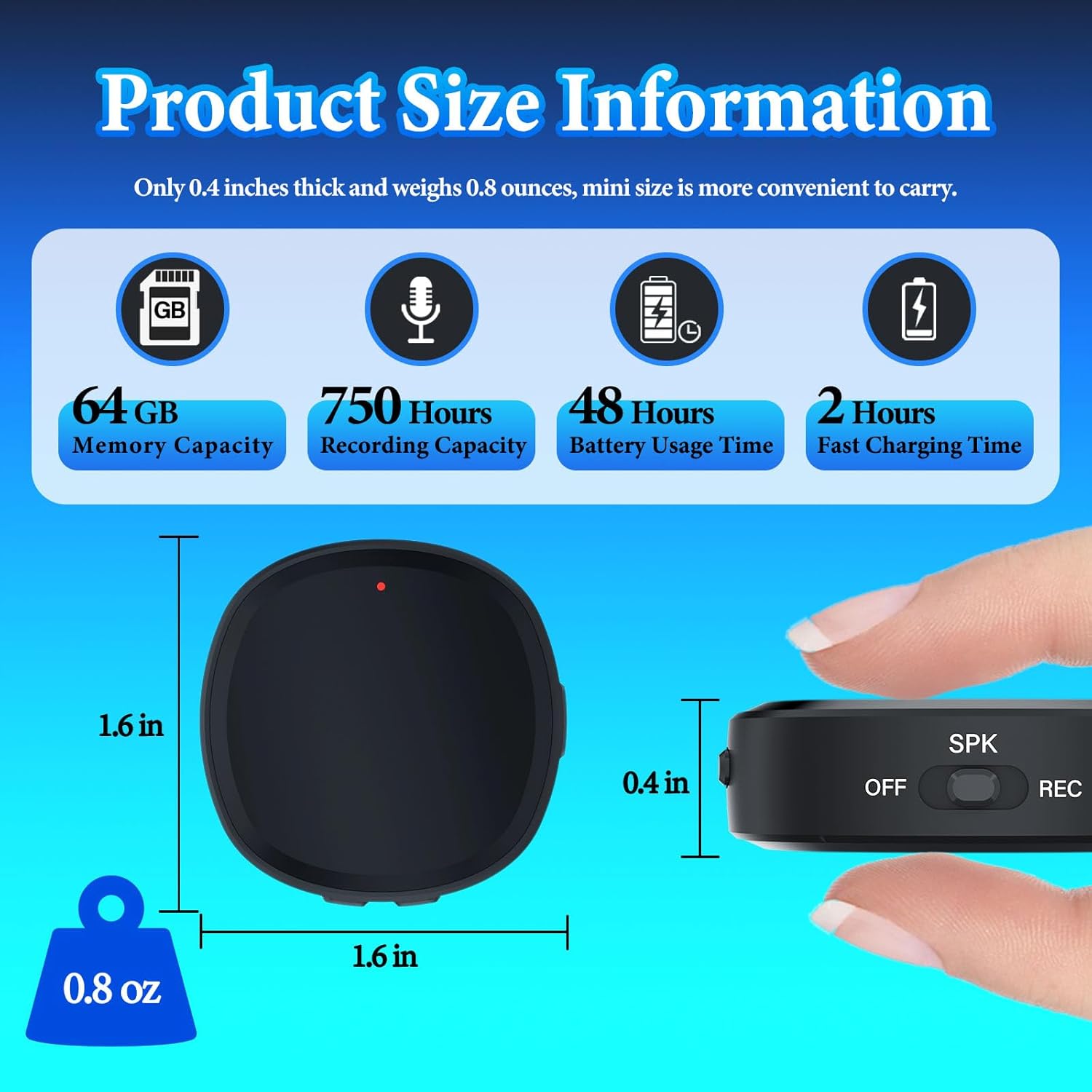 64GB Digital Voice Recorder Voice Activated Recorder For Lectures Meetings, 3 - in - 1 Portable Audio Recorder Magnetic Tape Recorder Recording Device With Speaker Instant Playback And Headphone Playback - 5 - CJ