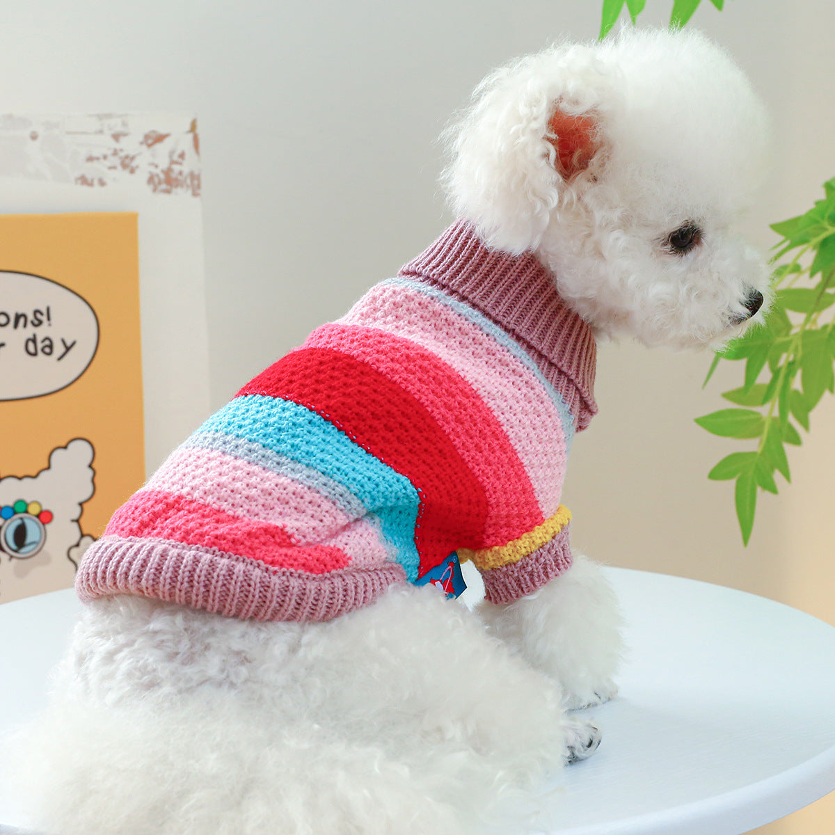Pet Ring Comfortable Color Stripes Colorful Sweater - 0 - CJ