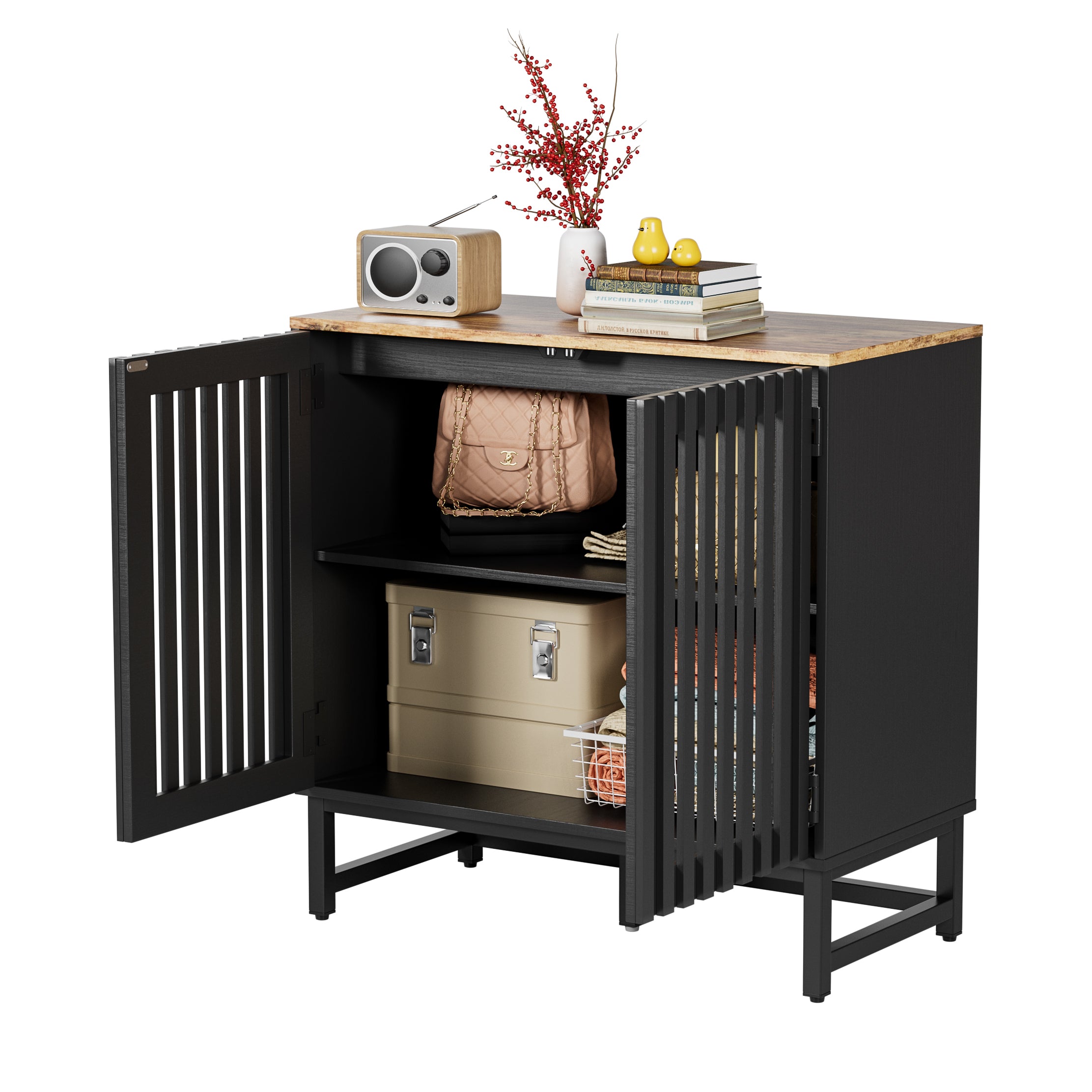Cabinet With Flat Noodles Grating Stripe Door - 5 - CJ