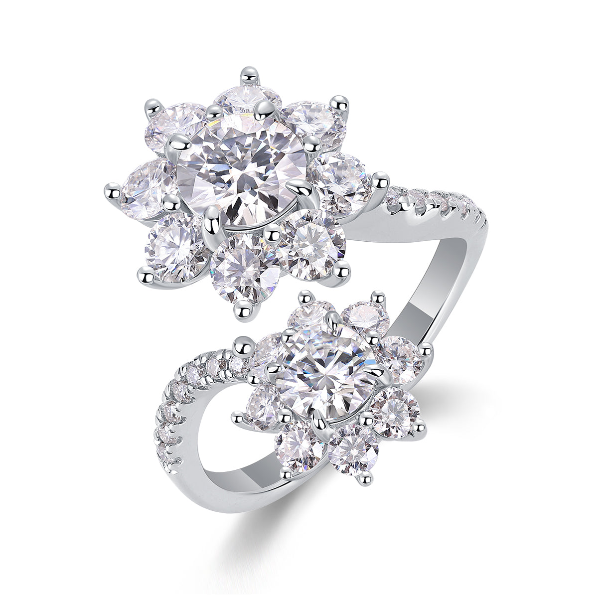 1Petal Morning Dew - A Fashionable Diamond Jewelry Piece Set With 1 - carat Moissanite S925 Sterling Silver And Platinum Diamond Ring Prohibit TikTok sales - 5 - CJ