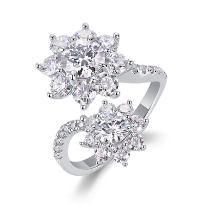 1Petal Morning Dew - A Fashionable Diamond Jewelry Piece Set With 1 - carat Moissanite S925 Sterling Silver And Platinum Diamond Ring Prohibit TikTok sales - 5 - CJ