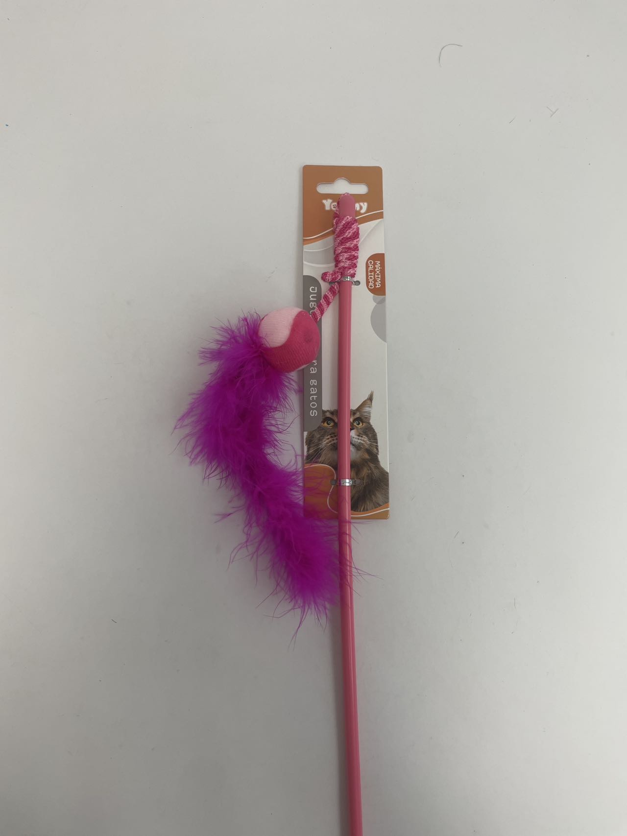 Small Ball Turkey Feather Cat Teaser - 5 - CJ