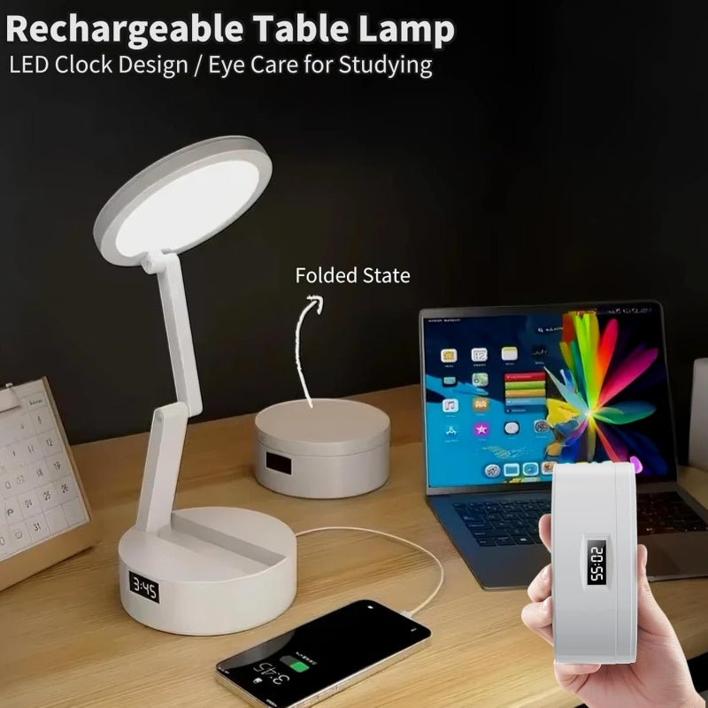 Foldable Book Lamp With LED Clock & Touch Control Night Light For Office, Bedroom, Study - 5 - CJ