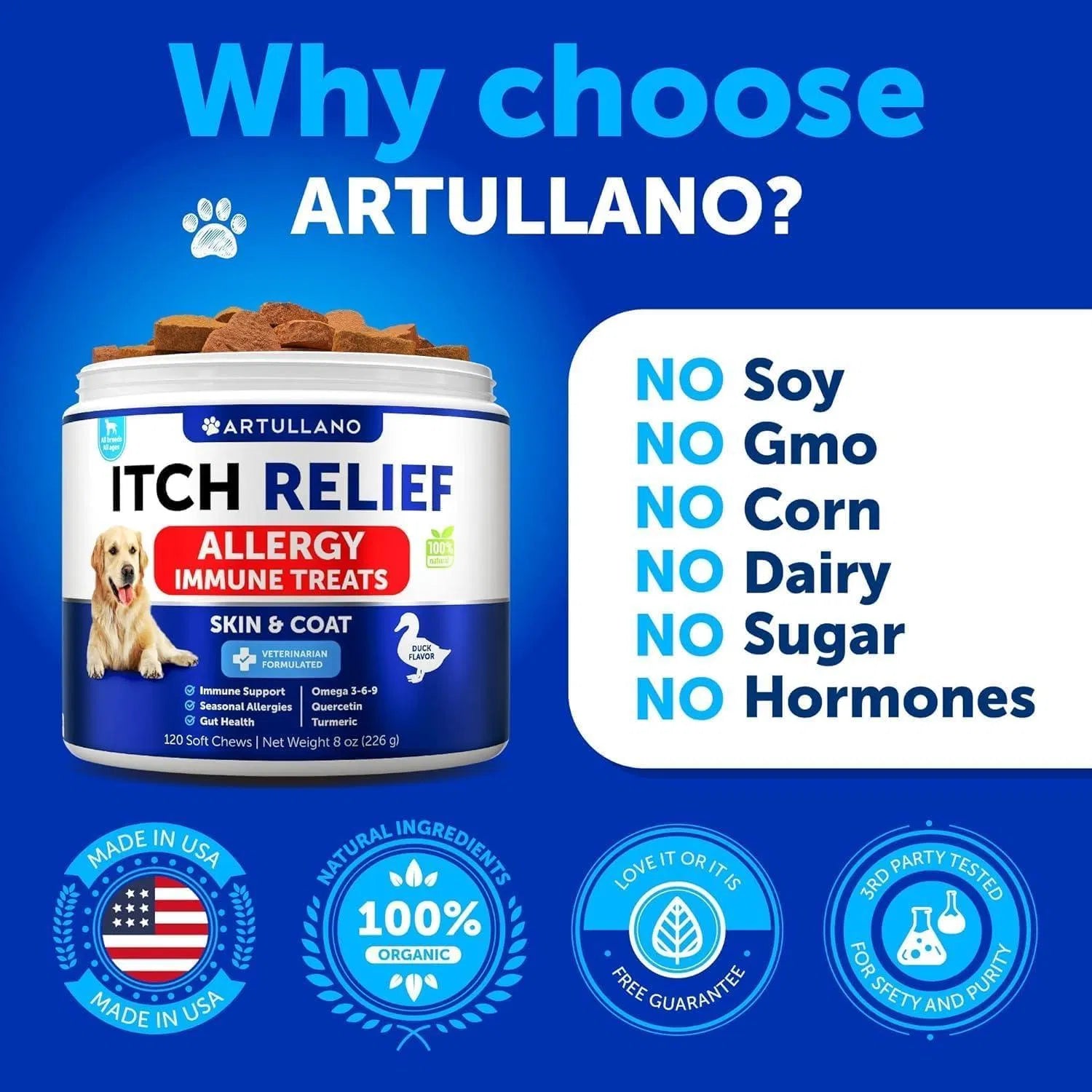 Dog Allergy Relief Chews Itching Skin Relief For Dogs Fish Oil 3 Seasonal Allergies Pills Skin & Coat Anti ItchHot Spots Treatment Canine Immune Health Supplement 120 Soft Treats - 5 - CJ