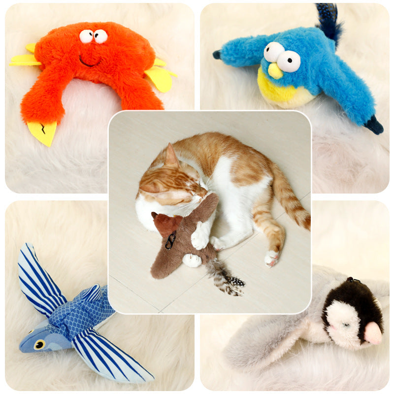 Pet Plush Toy Making Sound Electric Fish Jumping Winged Bird - 0 - CJ