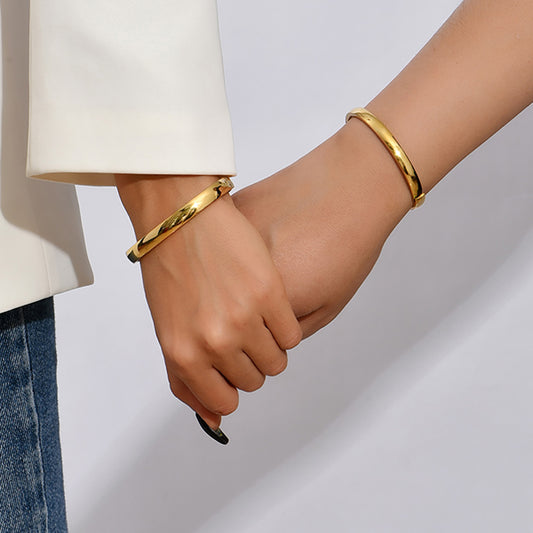 Two Piece Set Of Fashionable Hot Selling Metal Stainless Steel Material Couple Style Men's And Women's Wristbands Bracelet Gift - 5 - CJ