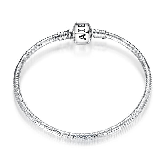 Women's Bracelet S925 Sterling Silver 3mm Suitable Beaded Pendant Accessories Diamond Inlaid All Kinds Of Button Heads Diy Basic Snake Bone Chain - 4 - https://x.com/titan_prim62775J - PG0008 - 21cm - CJJE1598210 - PG0008 - 21cm