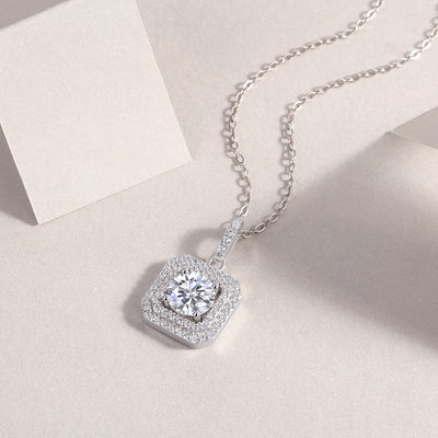 1Sugar Diamond - A Fashionable And Luxurious Diamond Jewelry Piece Set With 1 - carat Moissanite S925 Sterling Silver And Platinum - plated Pendant Prohibit TikTok sales - 5 - CJ