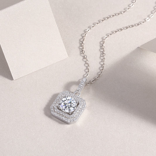 1Sugar Diamond - A Fashionable And Luxurious Diamond Jewelry Piece Set With 1 - carat Moissanite S925 Sterling Silver And Platinum - plated Pendant Prohibit TikTok sales - 5 - CJ