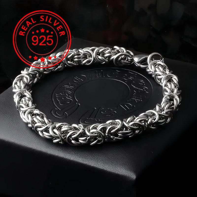 Vintage Braided Titanium Steel Bracelet For Men - Hip Hop Minimalist Chain Style, Durable Stainless Steel Handmade Link Brace
