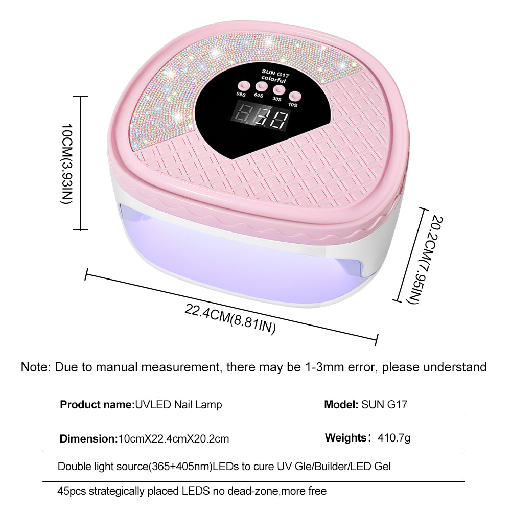 UV Nail Dryer Gel Nail Lamp, LED Light For Gel Polish - 4 Timers Professional Nail Art Accessories Nail Lamp With 42 Beads & Touch Display, Shining Crystal Decorations, Curing Gel Toe Nails - 5 - CJ
