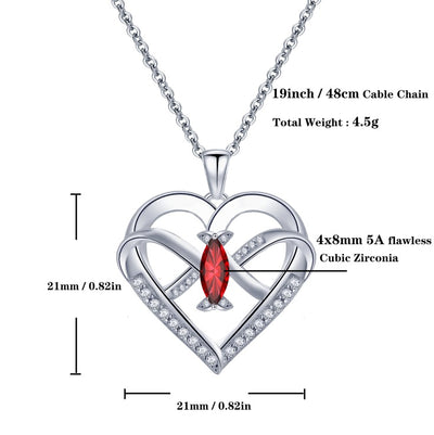Emma Manor Heart Pendant Necklace 14k White Gold Plated 5A Cubic Zirconia Infinity Butterfly Jewelry For Women - 5 - CJ
