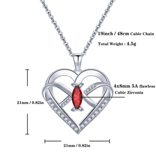 Emma Manor Heart Pendant Necklace 14k White Gold Plated 5A Cubic Zirconia Infinity Butterfly Jewelry For Women - 5 - CJ