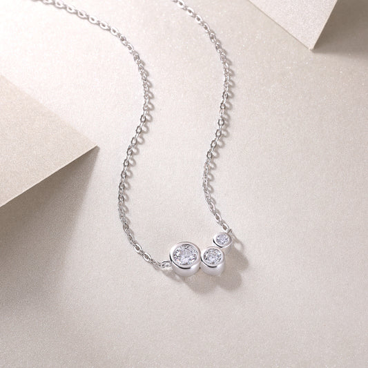 1White Dew Luxury Fashion Diamond Pendant Necklace Set With Mosan Diamond Silver Ornaments Prohibit TikTok sales - 5 - CJ