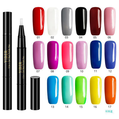 5pcs Nail Polish Pen 3 In 1 One Step Glue Pen Multicolor - 0 - CJ