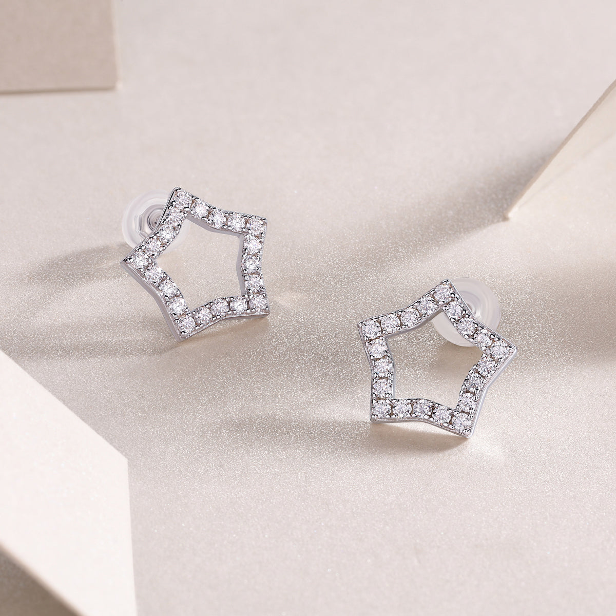 1Tonight New Star - S925 Moissanite Sterling Silver Earrings With Platinum - plated Stud Earrings, Fashionable, Trendy And Affordable Jewelry Prohibit Tk Sales - 5 - cjdropshipping