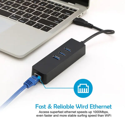 3 Ports USB 3.0 Hub Gigabit Ethernet Adapter 10/100/1000 Mbps Converter LAN RJ45 Wired USB Network Adapter - 5 - CJ