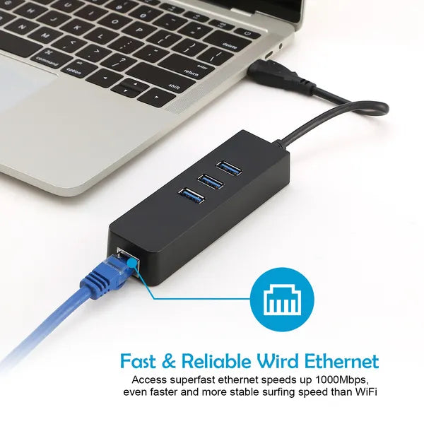 3 Ports USB 3.0 Hub Gigabit Ethernet Adapter 10/100/1000 Mbps Converter LAN RJ45 Wired USB Network Adapter - 5 - CJ