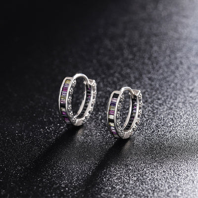S925 Sterling Silver Zircon Rainbow Earrings - 4 - CJ