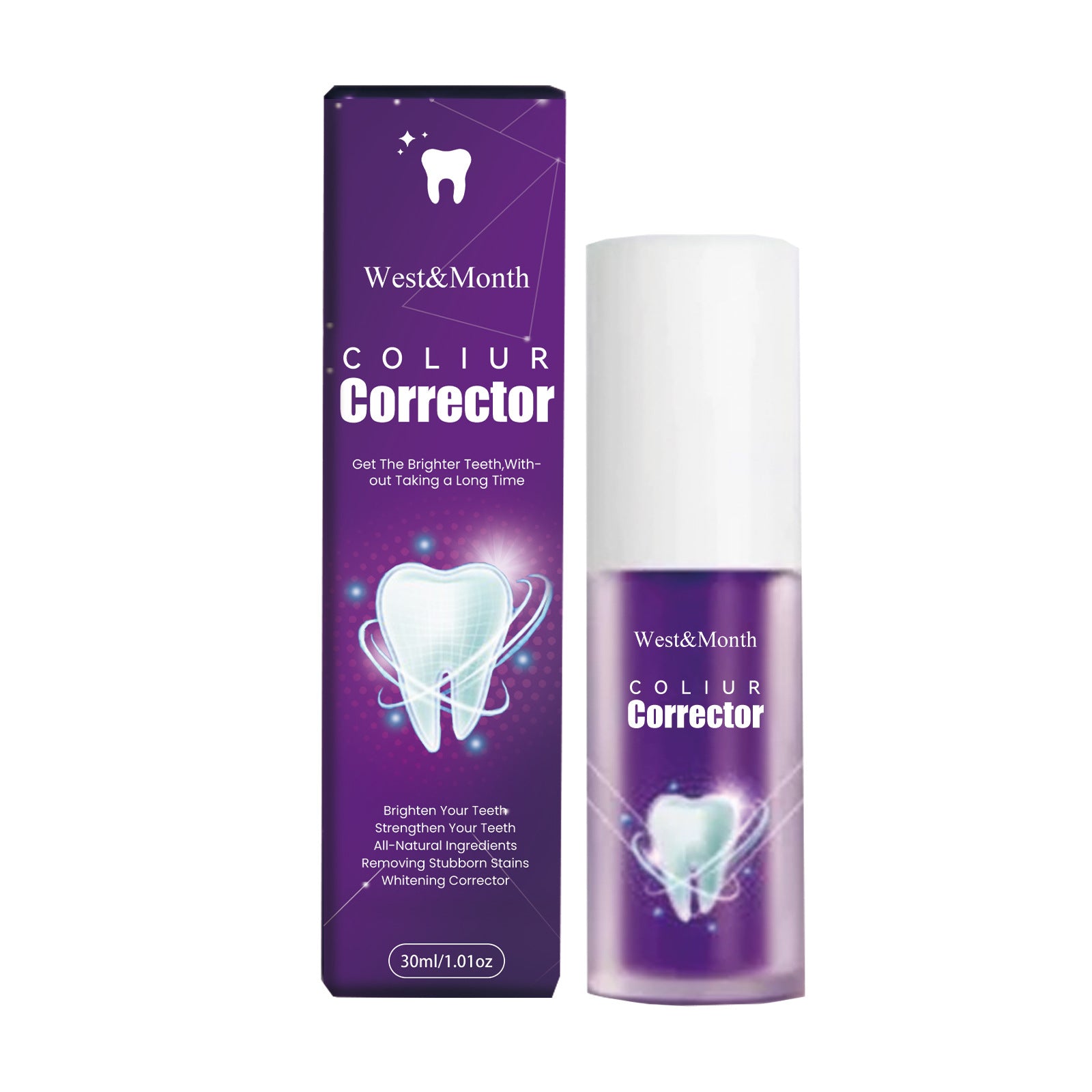West&Month Purple Whitening Toothpaste Clean Stains Oral Odor Care Gums Whitening Teeth Toothpaste - 5 - CJ