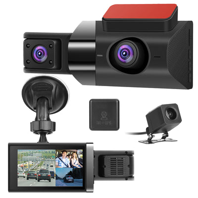 2K Car DVR 3 Channel Dash Cam Camcorder Camera Recorder With 140 Degree Angle GPS WiFi Night Vision G - sensor Loop Recording Parking Monitor - 5.0 - cjdropshipping