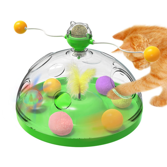 Meows Windmill Funny Cat Toys Interactive Multifunctional Turntable Pet Educational Toys With Catnip Luminous Ball Pinwheel Toys Pet Products - 0 - CJ