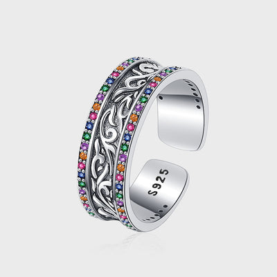 S925 Sterling Silver Retro Tang Grass Rattan Flower Ring - 4 - https://x.com/titan_prim62775J